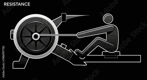 Resistance Training Silhouette Person Rowing Machine Fitness Concept