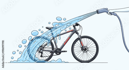 Rinsing Off Your Mountain Bike With A Gentle Spray From The Hose