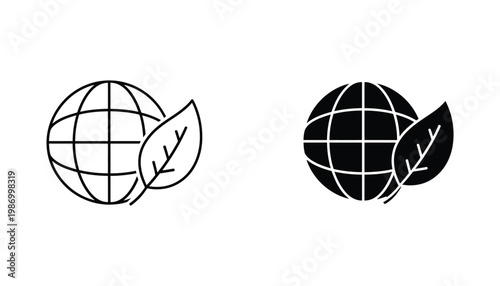 Earth Leaf Icon Global Sustainability Eco Friendly Business Growth