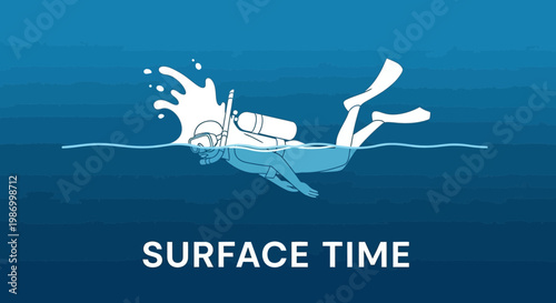 Scuba Diver Ascends From Underwater World Breaking Surface Splash