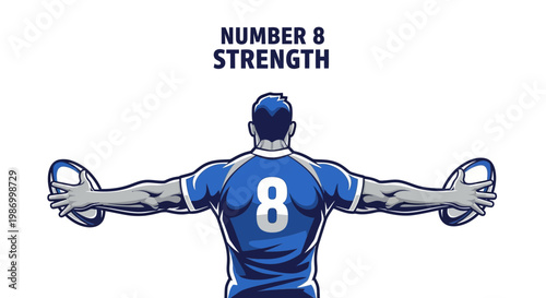 Rugby Number 8 Athlete Displaying Peak Physical Prowess And Dominance