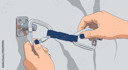 Secure Anchorage carabiner connection for climbing or safety systems