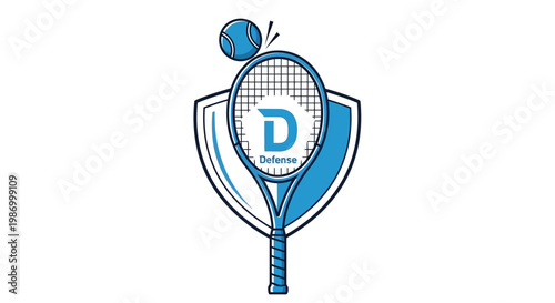 Secure Tennis Defense Emblem With Racket And Ball