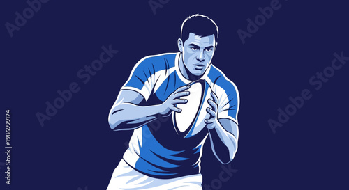 Rugby Player Ready For Action Dynamic Sports Illustration