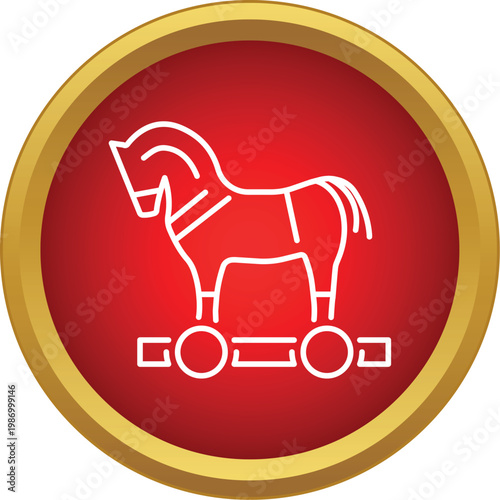 Trojan horse line icon signaling cyber security threat and deception