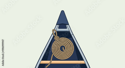 Securely Coiled Rope Inside A Canoe Adventure Ready
