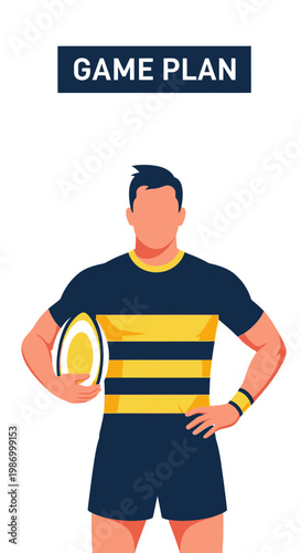 Rugby Player Ready For Strategic Game Plan And Victory