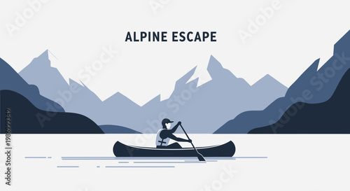 Serene Canoe Adventure Amidst Majestic Mountain Peaks