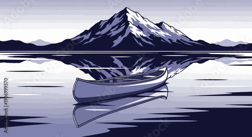 Serene Canoe Adventure On A Mirrored Mountain Lake