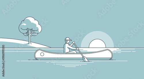 Serene Canoe Adventure Under A Tranquil Sky