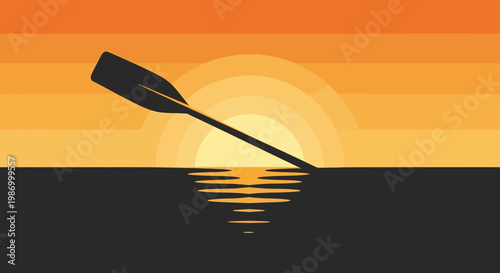 Serene Sunset Paddle Journey Over Calm Waters