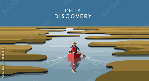 Serene Canoe Journey Through Marshy Waterways