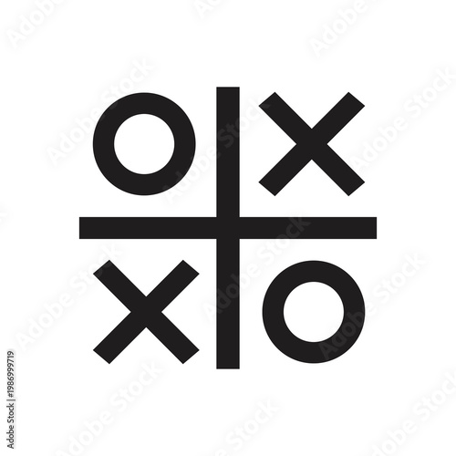 Tic tac toe board game icon vector illustration, tic tac toe game symbol icon
