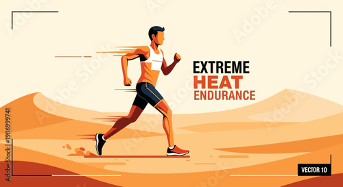 Runner Enduring Extreme Heat Desert Marathon Training Illustration