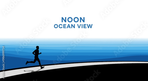 Runner Enjoying a Scenic Coastal Path At Midday