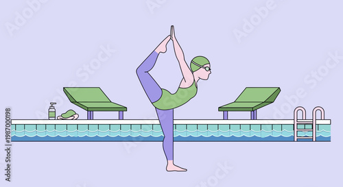 Serene Yoga Poses Beside A Refreshing Swimming Pool