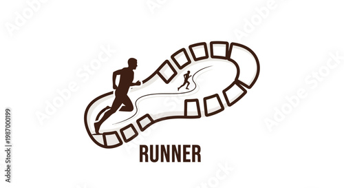 Runner Silhouette Within Shoe Tread Graphic Design
