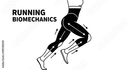 Running Biomechanics Vector Illustration Showing Muscular Movement And Flow