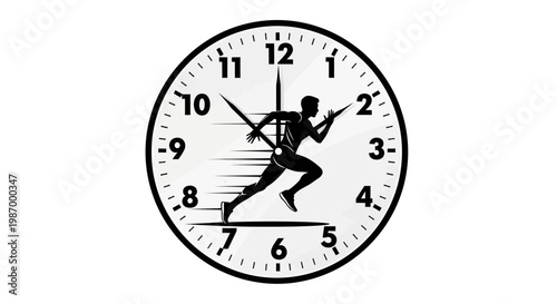 Running Man Silhouette On Clock Face Represents Speed And Time