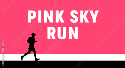 Running Silhouette Against Vibrant Pink Sky Motivational Graphic