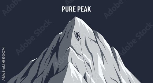 Silhouette Climber Ascends A Majestic Mountain Peak