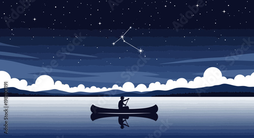 Serene Night Paddle Under Starry Skies And Constellations