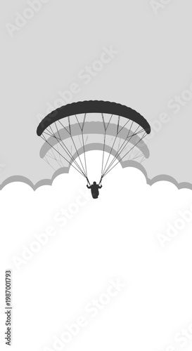 Silhouette Of A Paraglider Ascending Above Wispy Clouds Against A Subtle Sky