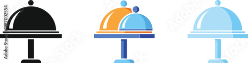 Restaurant serving cloche tray icon set food cover hotel catering room service flat silhouette vector illustration collection