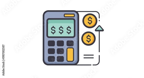 Calculator with dollar signs and coins representing financial growth concept
