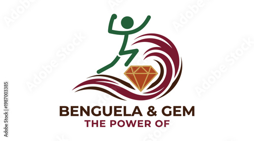 Benguela  Gem Logo Person Jumping Over Gemstone
