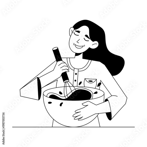 A woman whipping cream by hand, homemade baking