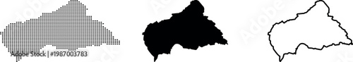 Central African Republic map dot silhouette and outline on white background country geography