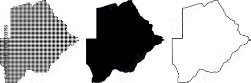 Dot map silhouette and outline of Botswana on white background Keywords: Botswana, map, dot map, silhouette, outline