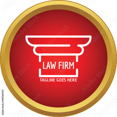 Law firm logo icon with a pillar and text for legal representation