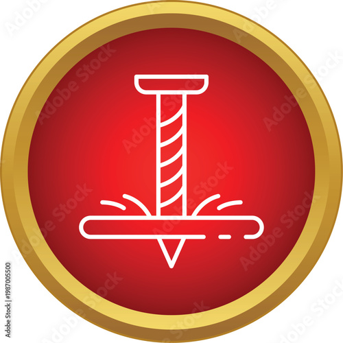 Drill bit making a hole in material, showing construction and industrial process