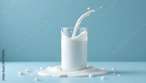 The idea of consuming milk and eating healthily. 3D rendering, 3D illustration.