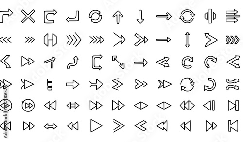 Arrow Direction Icon Collection Editable Stroke Pixel Perfect Outline Navigation Symbols for UI UX and Infographic Design