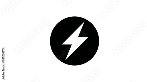 A black circle with a white lightning bolt inside, centered on a white background Free Download A black circle with a white lightning bolt inside, centered on a white background - GFXLoad