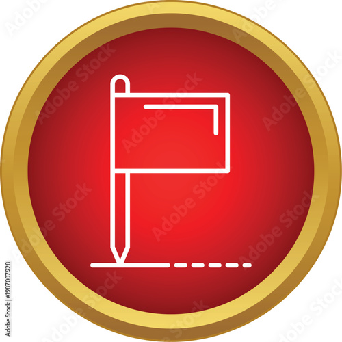 Outline flag icon on a red circle symbolizing a map destination or waypoint