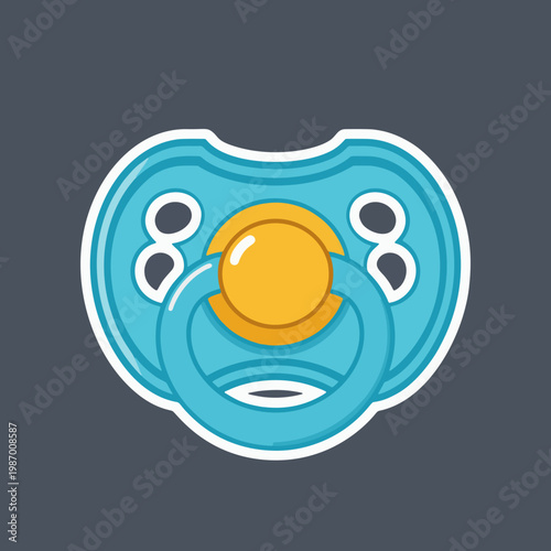 Blue Baby Pacifier or Dummy Toy Sticker Vector