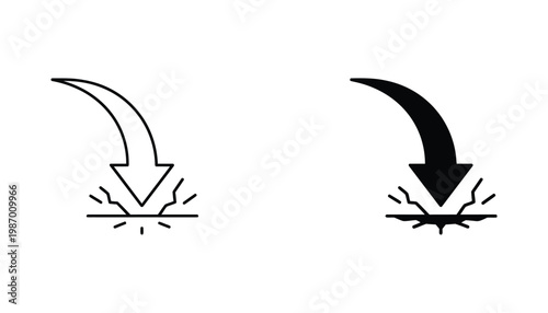 Arrow Impact Cracking Surface Financial Market Decline Icon