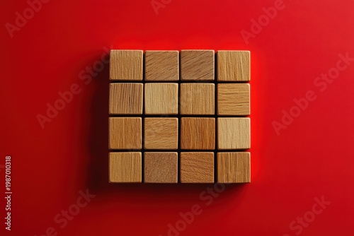 Creative arrangement of wooden Scrabble pieces spelling love displayed on a vivid red background, showcasing a playful and artistic perspective on word design