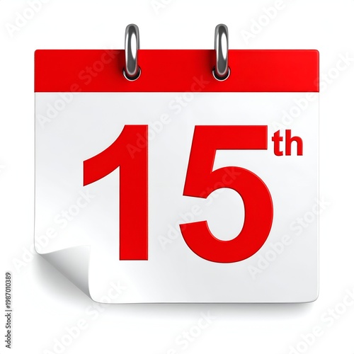 Calendar Page Depicting the 15th Day of the Month.