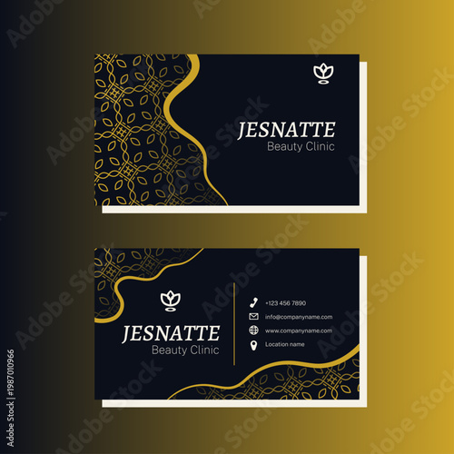 Luxury Gold and Dark Elegant Business Card Template for Beauty Clinic
