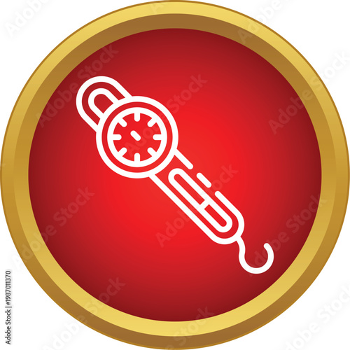 Portable spring balance scale measuring weight with a hook showing an icon design