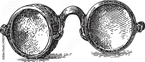 vintage round eyeglasses illustration antique optical glasses with detailed engraved design