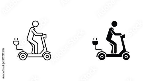 Electric Scooter Person Riding Charging Urban Mobility Vector