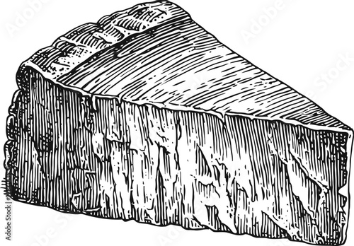 Slice of pie detailed black and white engraving illustration vintage bakery dessert food drawing