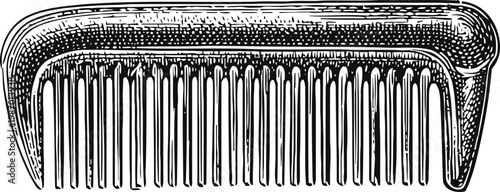 Vintage black comb illustration classic grooming tool with fine teeth detail for hair care and styling
