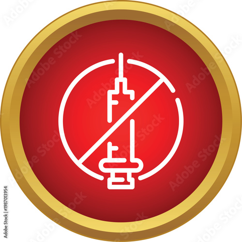 Red circle icon warning against drug use and promoting addiction prevention